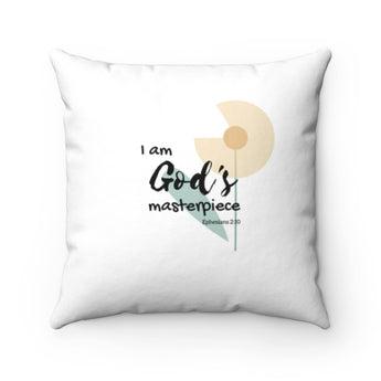 Inspirational Christian Throw Pillow – God’s Masterpiece/Child of God, Flower – Spun Polyester, 14”x14”
