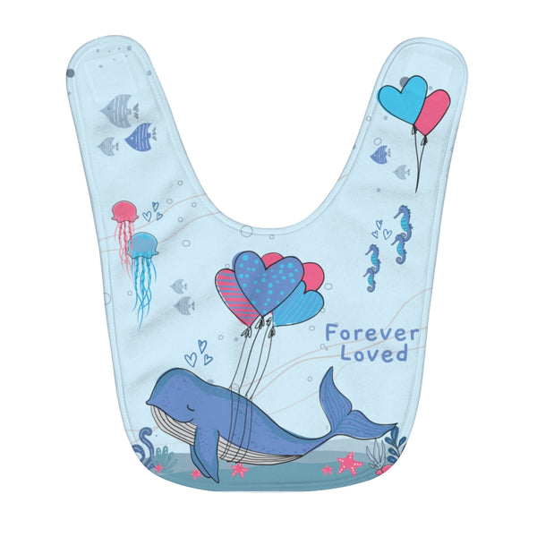 Forever Loved – Under-The-Sea, Blue - Infant & Toddler Fleece Baby Bib