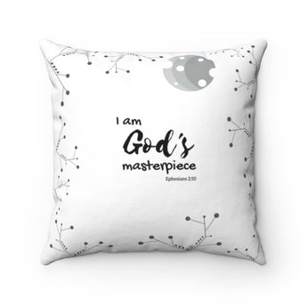 Inspirational Christian Throw Pillow – God’s Masterpiece/Child of God, Minimalist – Spun Polyester, 14”x14”