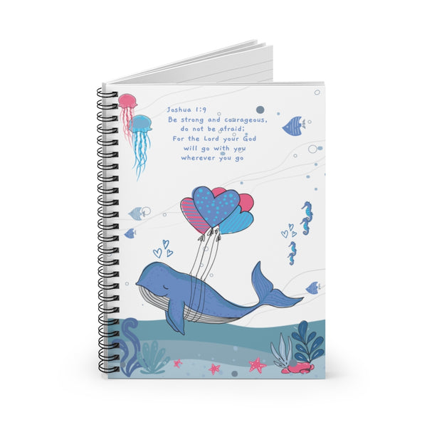 Inspirational Christian-Themed Spiral Notebook – White; Lined – For Your Baby's Precious Moments - Be Strong and Courageous