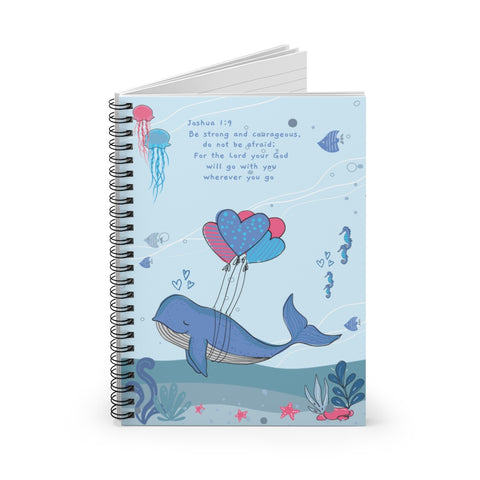 Inspirational Christian-Themed Spiral Notebook – Blue; Lined – For Your Baby's Precious Moments - Be Strong and Courageous