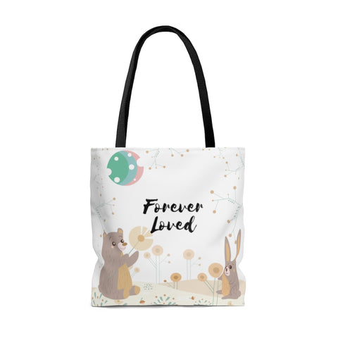 Forever Loved/A Family’s Love is Forever - Inspirational Tote Bag – Woodland Animals – 100% Polyester, 18”x18”