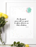 For His Spirit Joins With Our Spirit - Inspirational Bible Verse Poster for Baby's Nursery – Premium Matte, 12” x 18”