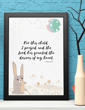 For This Child I Prayed - Inspirational Bible Verse Poster for Baby's Nursery – Premium Matte, 12” x 18”