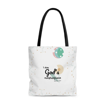 God’s Masterpiece/Child of God – Inspirational Christian-Themed Tote Bag – Flower/Moon – 100% Polyester, 18”x18”