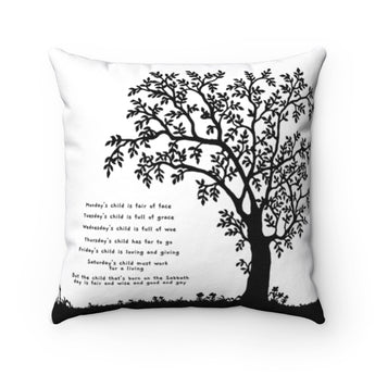 Inspirational Throw Pillow – Monday's Child – Minimalist Design – Spun Polyester, 14”x14”