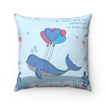 Inspirational Christian Throw Pillow – Every Good and Perfect Gift/Be Still and Know - Under-The-Sea, Blue – Spun Polyester, 14”x14”