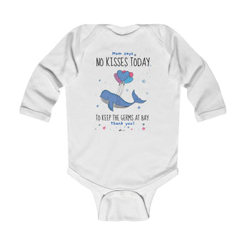 No Kisses Today to Keep the Germs at Bay – Adorable Whale - Infant & Toddler Long-Sleeve Bodysuit - Unisex